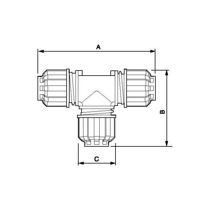 Tee coupling 25 mm