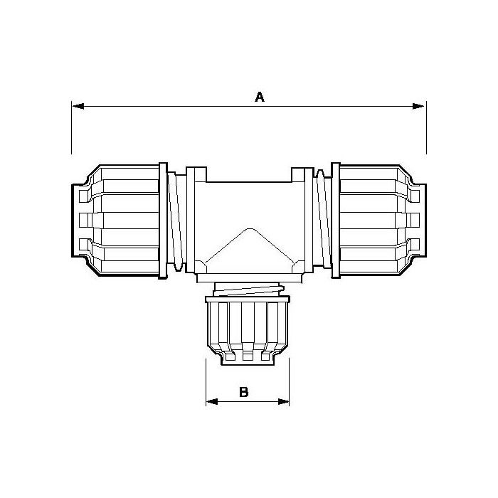Tee Reducing coupling 32 x 25 x 32 mm female