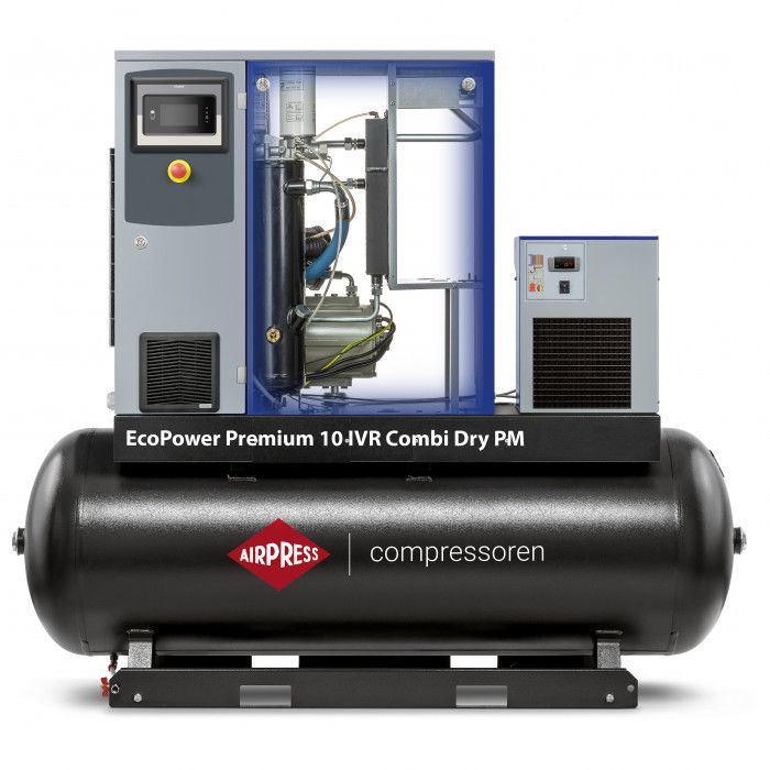 Screw compressor EcoPower Premium 10D IVR Combi Dry PM 13 bar 10 HP/7.5 kW 276 - 1272 l/min 500 l