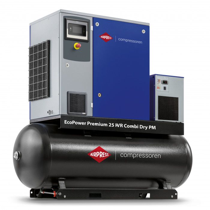 Screw compressor EcoPower Premium 25D IVR Combi Dry PM 13 bar 25 HP/18.5 kW 672 - 3503 l/min 500 l
