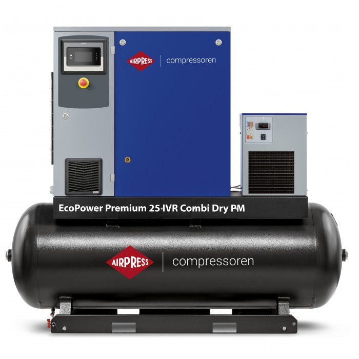 Screw compressor EcoPower Premium 25D IVR Combi Dry PM 13 bar 25 HP/18.5 kW 672 - 3503 l/min 500 l