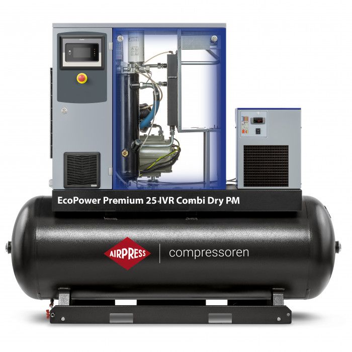 Screw compressor EcoPower Premium 25D IVR Combi Dry PM 13 bar 25 HP/18.5 kW 672 - 3503 l/min 500 l