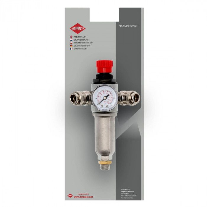 Pressure reducing valve 3/8" 10 bar with 2 quick couplings universal