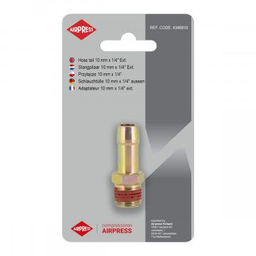 Air hose tail 10 mm x 1/4" male