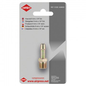 Air hose tail 8 mm x 1/4" male